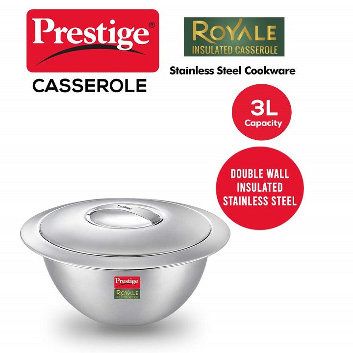 Prestige Royale Stainless Steel Insulated Casserole 3L
