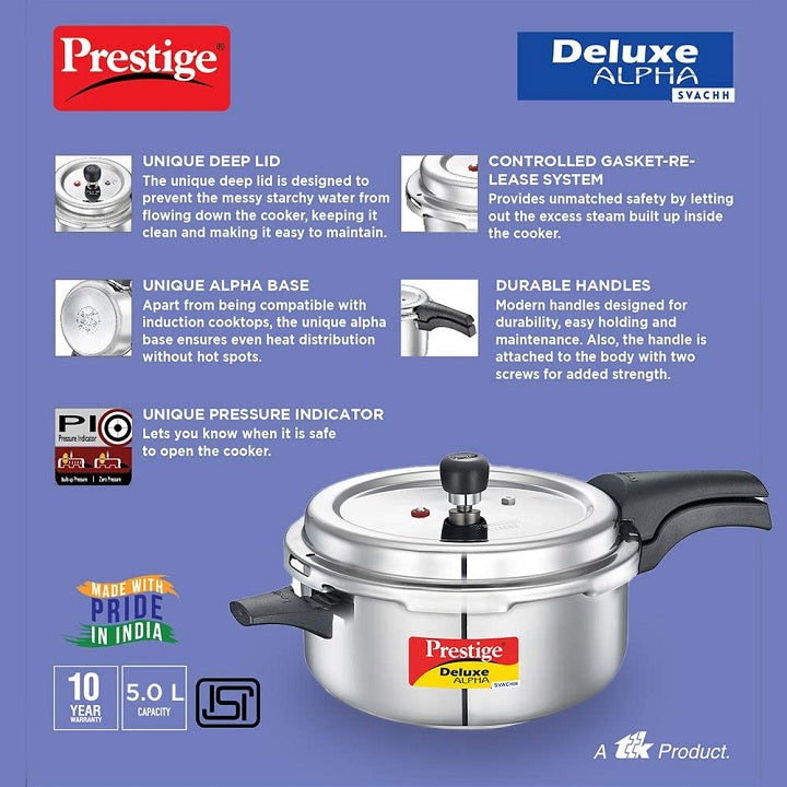Prestige Deluxe Alpha Svachh 5L Deep Pressure Cooker Pan