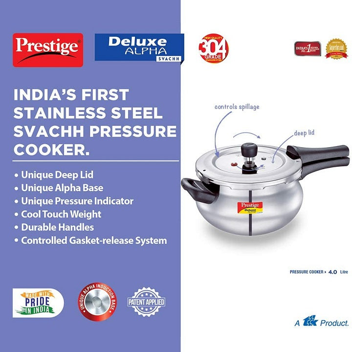 Prestige Steel 4L Junior Handi Pressure Cooker