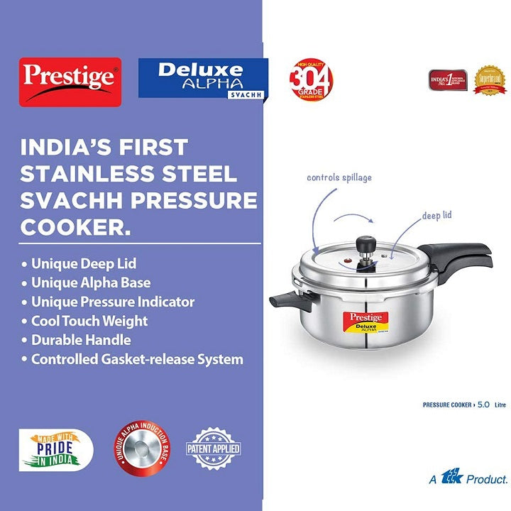 Prestige Steel 5L Deep Pressure Cooker Pan