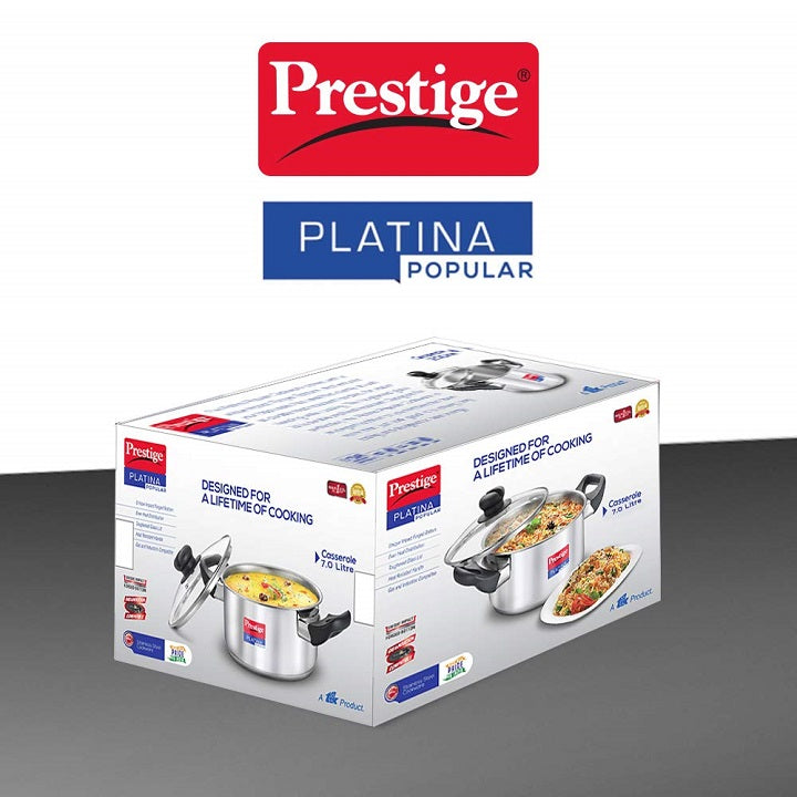 Prestige Platina Popular Stainless Steel Casserole with Lid 11"