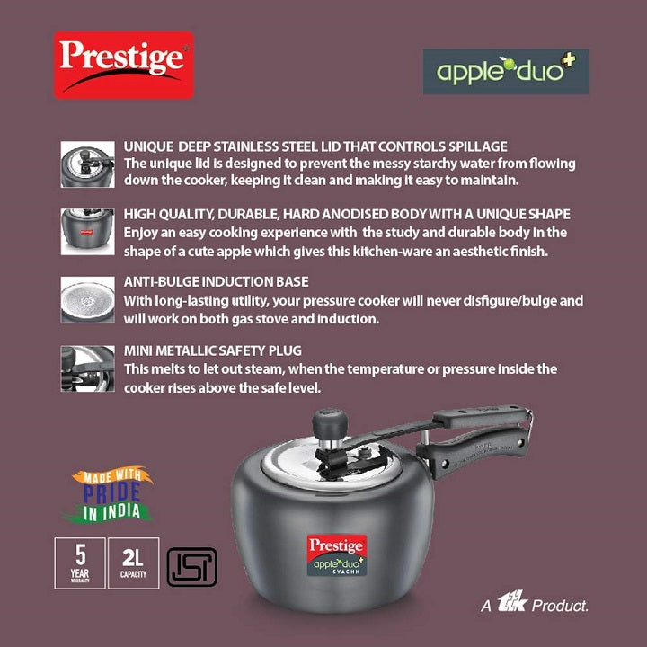 Prestige Steel Hard Anodised 2L Pressure Cooker