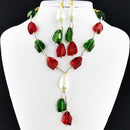 Crystal Glass Beaded Pearl Fashion Jewelry Necklace Earring Set