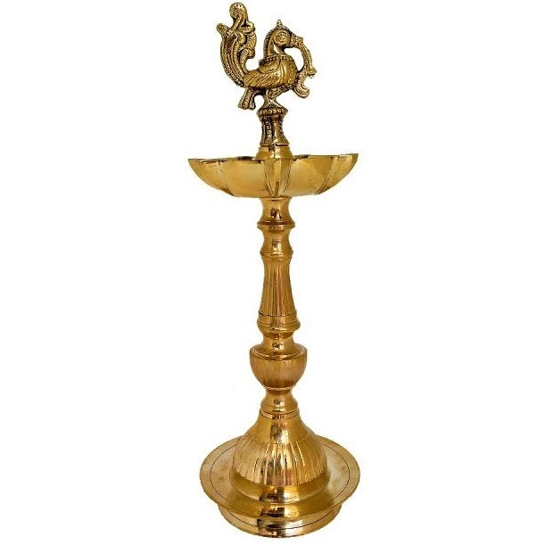 Traditional Brass Peacock Kuthu Vilakku Oil Lamp