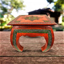 Traditional Hand Painted Teak Wood Chowki Table