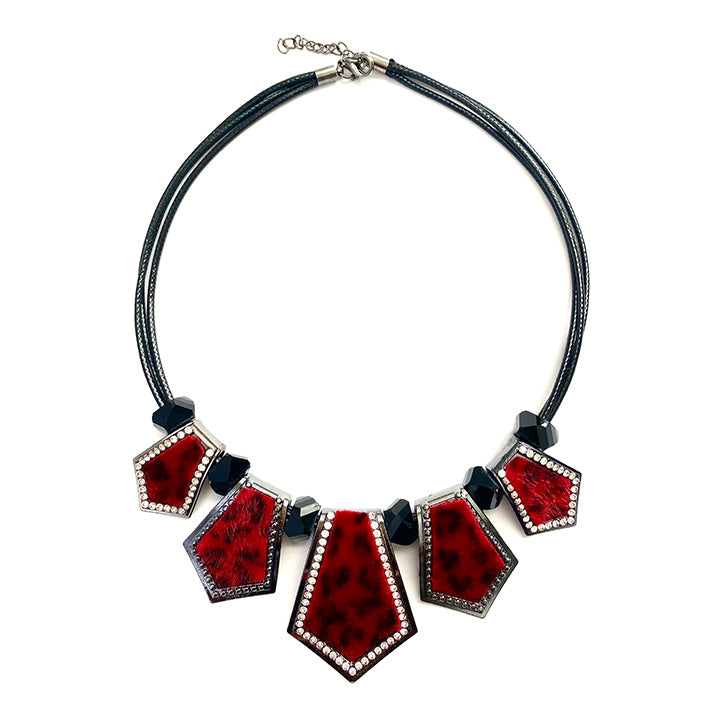 Trendy Red Velvet Stone Fashion Jewelry Necklace